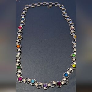 TOBA Multicolor Gemstone Silver Necklace
